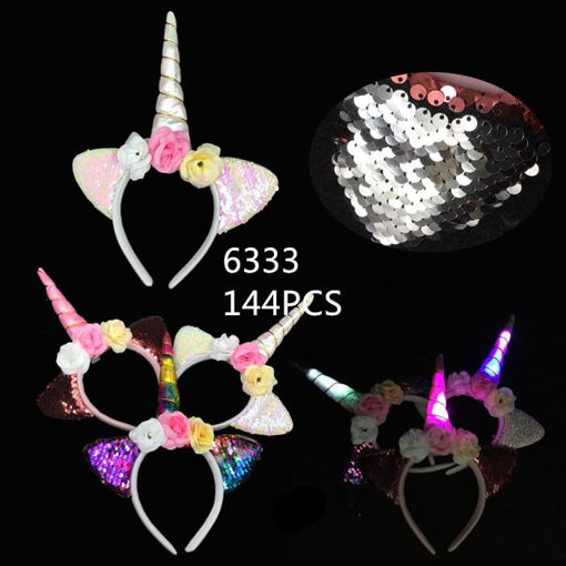 Picture of Unicorn Glitter-Flower Headband w/Light 12 dz