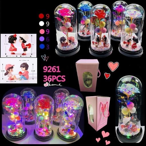 Picture of LED Galaxy Roses w/Balloon Glass Dome 36 PCS
