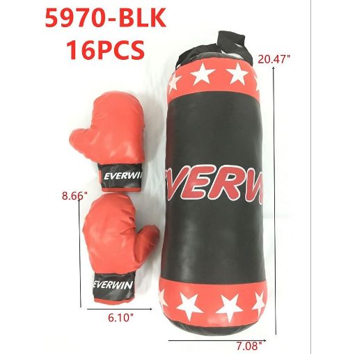 Picture of Red & Black Medium Punching Bag & Boxing Gloves 16 pc