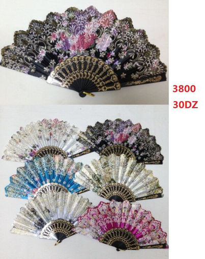 Picture of Lady Fan Flower & Glitter Design (Black Handle) 30 dz