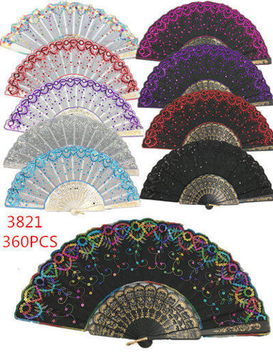 Picture of Lady Fan Assorted Color w/Gliter Design 30 dz