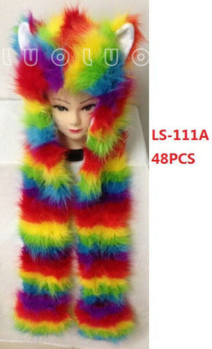 Picture of Rainbow Furry Long Animal Hat 48 pc..