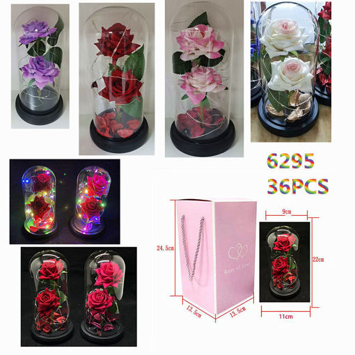 Picture of Assorted Silk Rose in Glass Dome 36 PCS