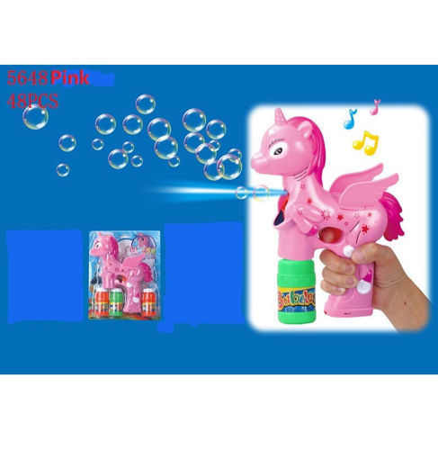 Picture of PINK Musical-Flashing Unicorn Bubble Gun 48 pc