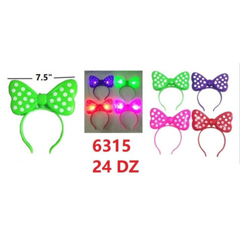 Picture of Flashing Mouse Bow Headband (PPRG) 24 dz