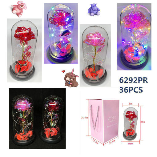 Picture of Light Up Rose In Glass Dome (red & pink) 36pcs