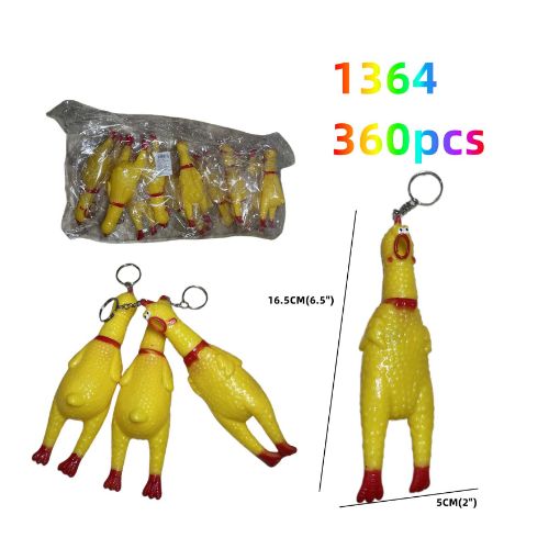 Picture of Mini Squeaky Rubber Chicken Keychain 30 dz