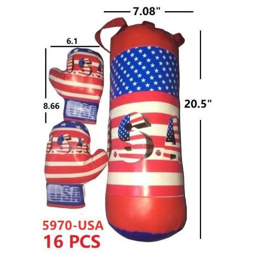 Picture of USA Medium Punching Bag & Boxing Gloves USA 16 pc