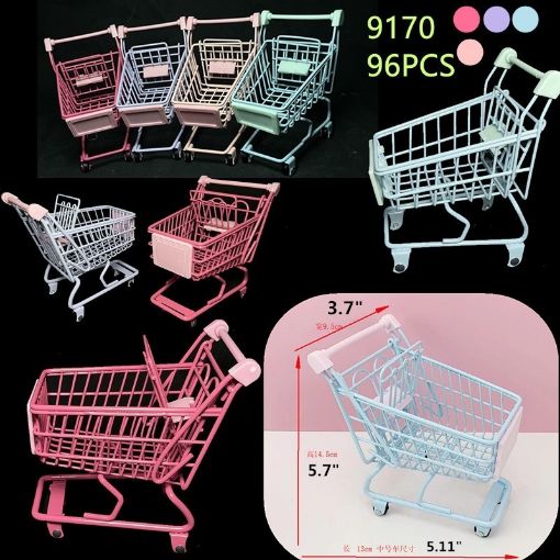 Picture of 5.7" Mini Assorted Color Metal Shopping Cart 96 PCS