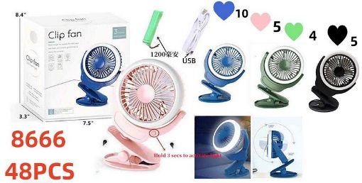 Picture of Rechargeable Clip Fan w/Light 48 pcs