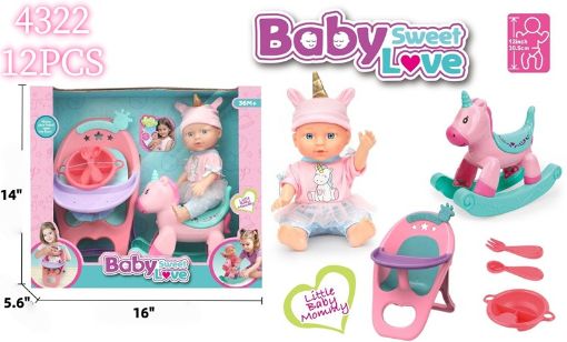 Picture of Baby doll playset w/Rocking Horse & high chair 12 PCS